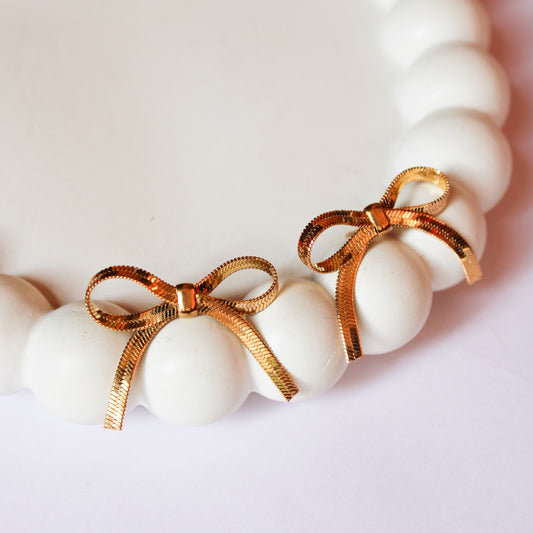 Clara Gold Bow Earrings – 18K Gold Plated Anti-Tarnish Cute Bow Earrings for Women