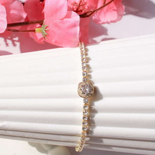 Amelia Gold Zircon Bracelet – 18K Gold Plated White Zirconia Bracelet for Women