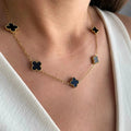 Vera Gold & Black Clover Necklace