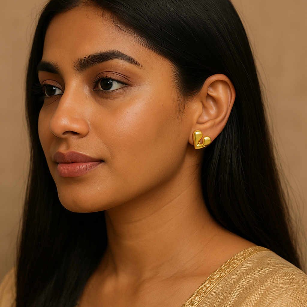 Zoe Gold Heart Stud Earrings