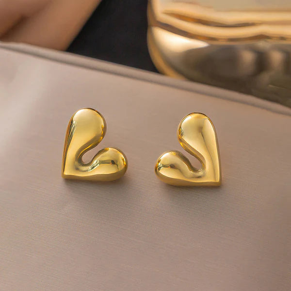 Zoe Gold Heart Stud Earrings