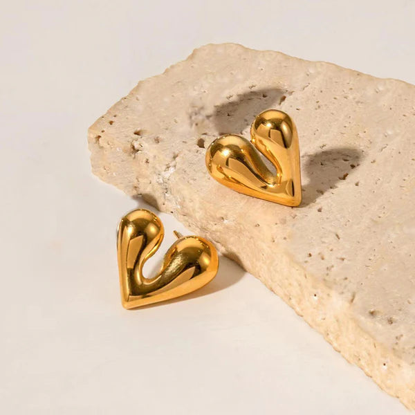 Zoe Gold Heart Stud Earrings