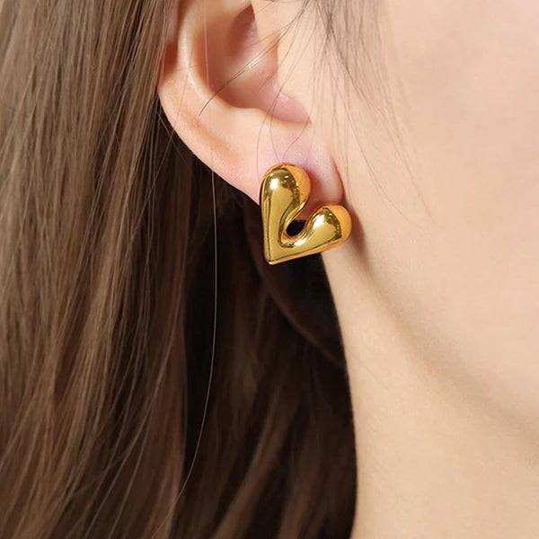 Zoe Gold Heart Stud Earrings