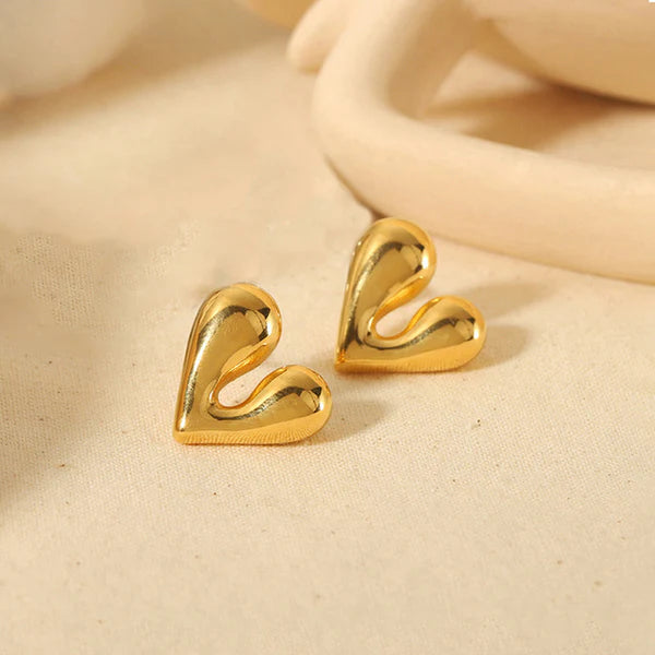 Zoe Gold Heart Stud Earrings