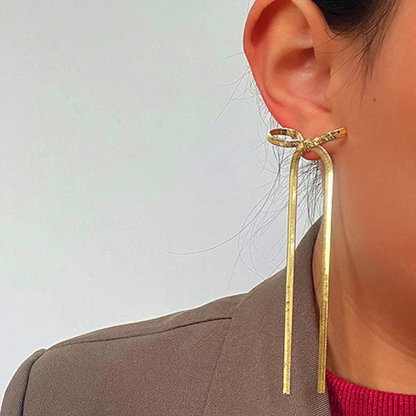 Sophie Gold Bow Drop Earrings
