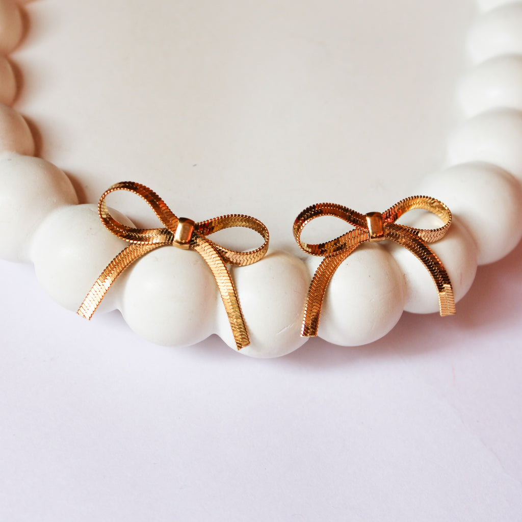 Clara Gold Bow Earrings