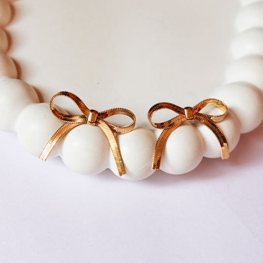 Clara Gold Bow Earrings – 18K Gold Plated Anti-Tarnish Cute Bow Earrings for Women