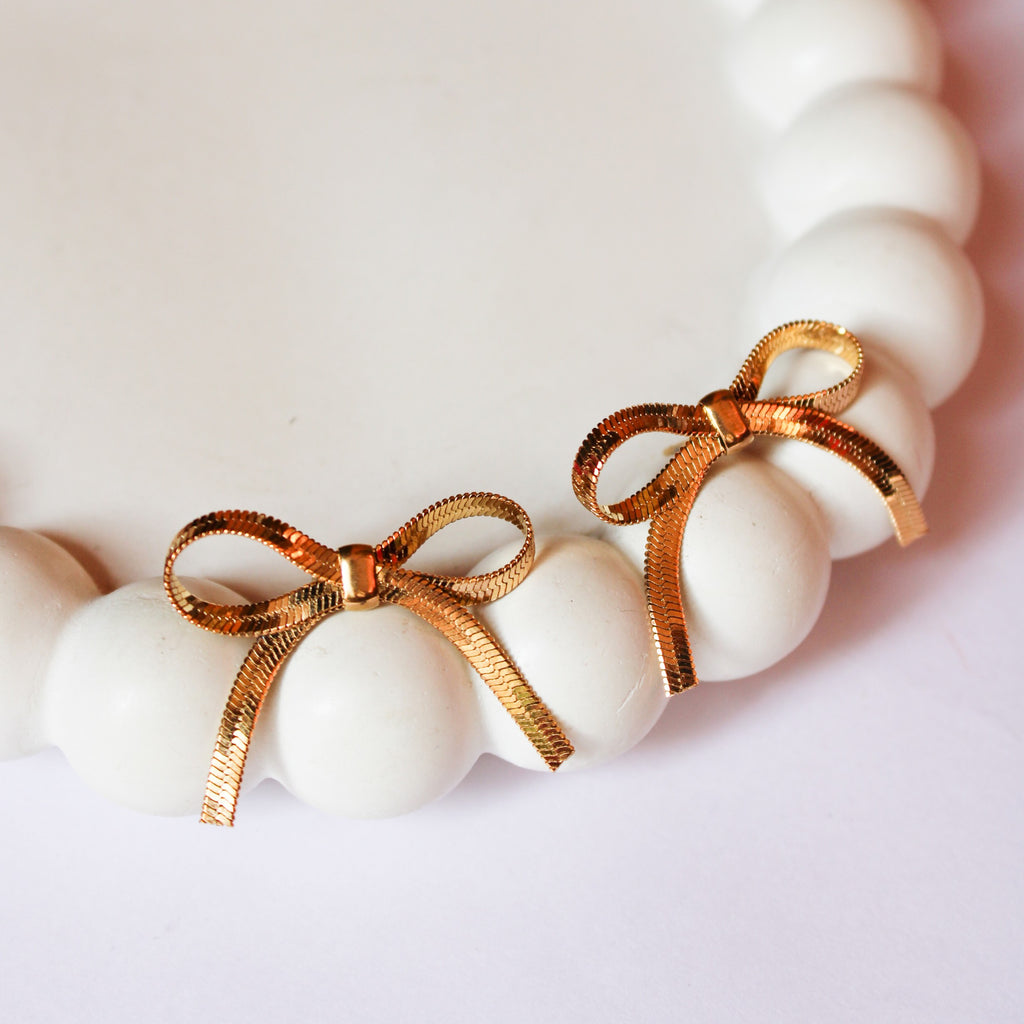 Clara Gold Bow Earrings