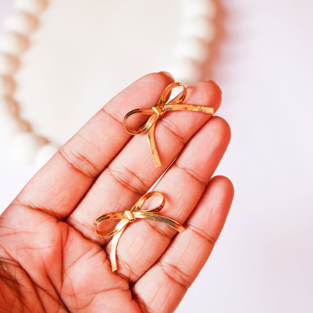 Clara Gold Bow Earrings