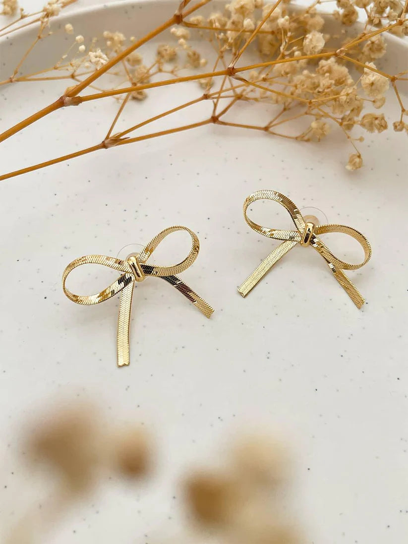 Clara Gold Bow Earrings